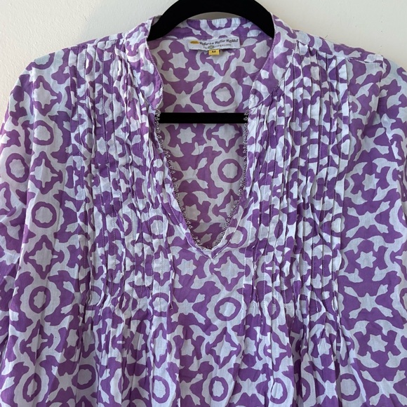 Roberta Roller Rabbit Irina Top Pleated Cotton Blouse - Picture 4 of 8